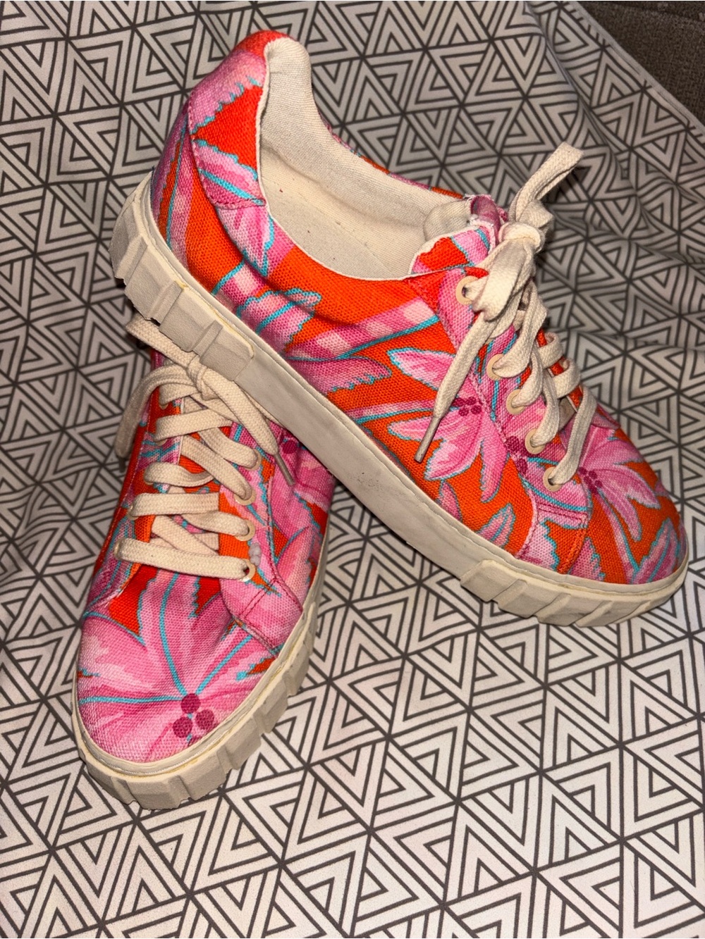 FARM Rio Pink & Orange Floral Canvas Sneakers
